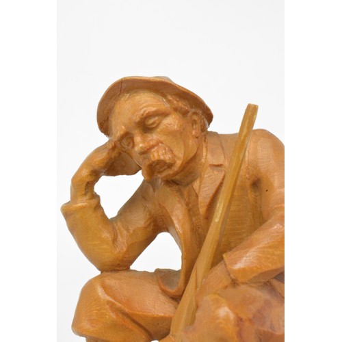 35 - x 2 wood carved figures, height 19cms and 13 cms