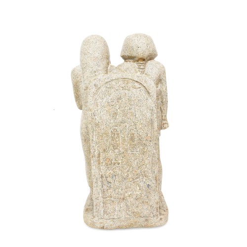 40 - Egyptian Pharaoh couple in standing stance, stone statue, approx. H 40cm