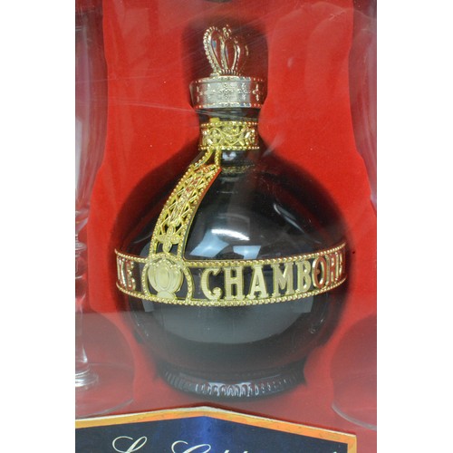 46 - Boxed Gift set - 500ml bottle of Chambord with two crystal glasses and champagne stopper