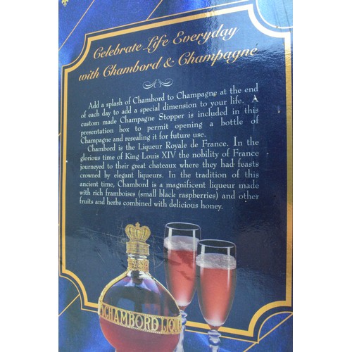 46 - Boxed Gift set - 500ml bottle of Chambord with two crystal glasses and champagne stopper