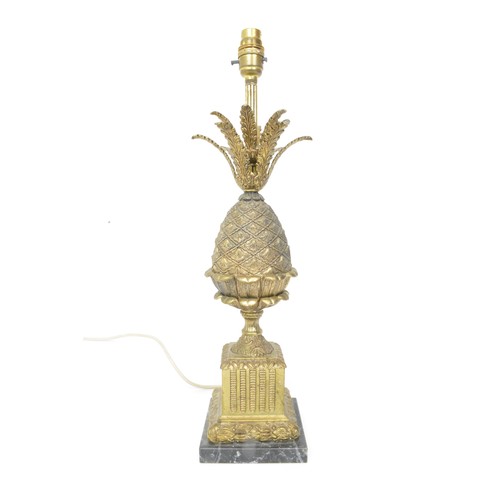 59 - Brass Pineapple lamp on marble base