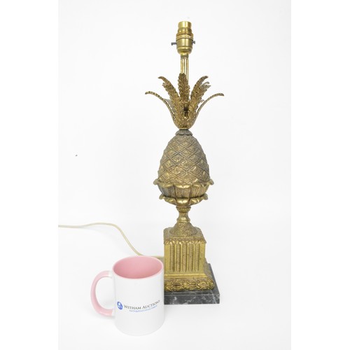 59 - Brass Pineapple lamp on marble base