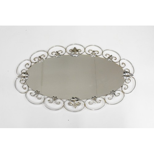 67 - x 3 oval/rectangular mirrors with flower/leaf decorations, max size approx L73cm x 45cm