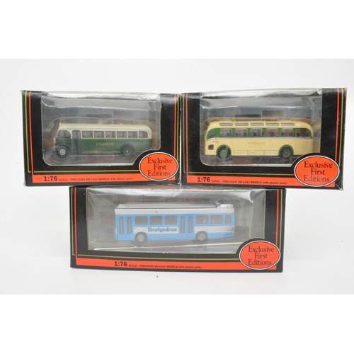 71 - Exclusive First Edition coaches and buses 1:76 scale, all with original boxes, x8 items.