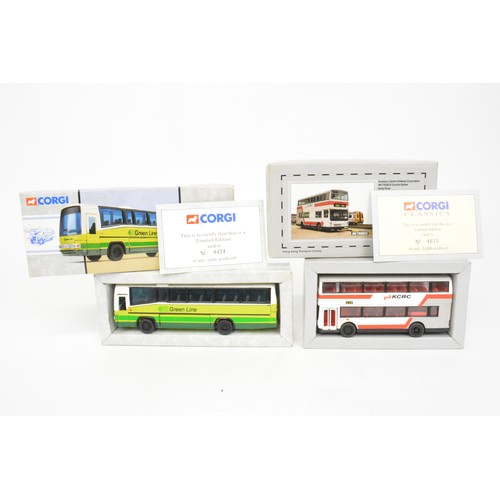 72 - Boxed Corgi and other makes of model buses and coaches, x9 items