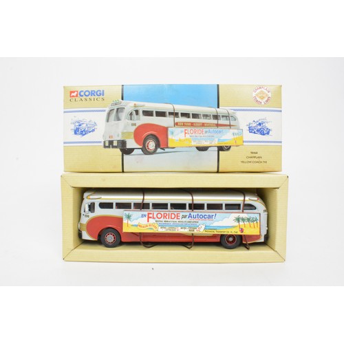 73 - Boxed Corgi and Corgi Classics coaches, buses and tram, x7 items.