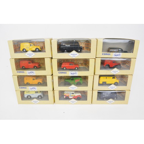 76 - Boxed Corgi vehicles, vans including Police and AA vehicles, a boxed Morris Minor Traveller and othe... 