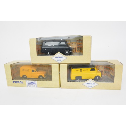 76 - Boxed Corgi vehicles, vans including Police and AA vehicles, a boxed Morris Minor Traveller and othe... 