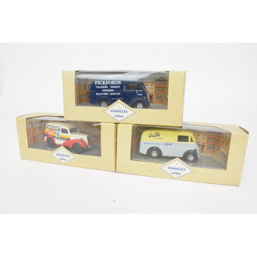 76 - Boxed Corgi vehicles, vans including Police and AA vehicles, a boxed Morris Minor Traveller and othe... 