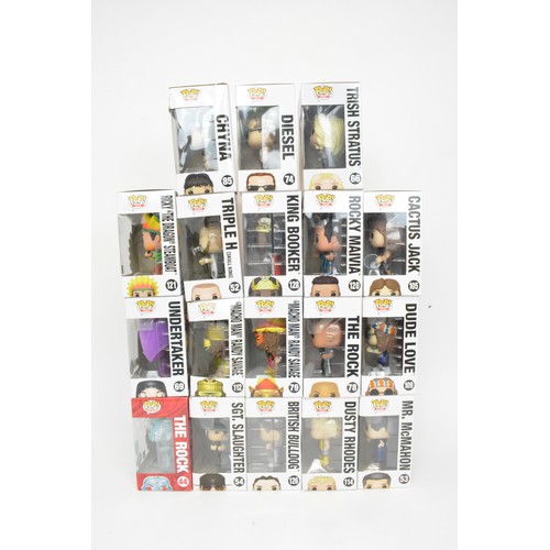 81 - Group of boxed Funko Pop Vinyl figures, WWE/Art Series characters, x18 items