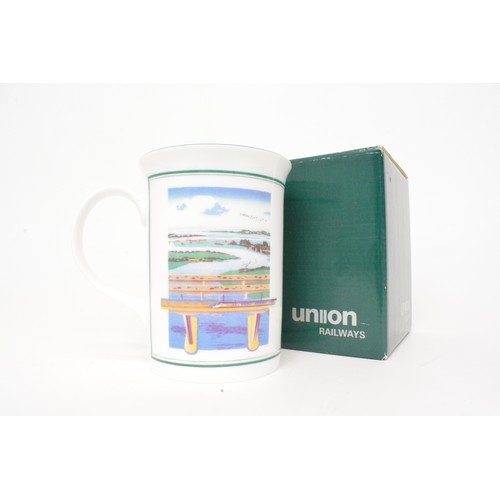 94 - Union Railways mugs x 2, 1 boxed to commerarate the passing of the Channel Tunnel Rail Link Act toge... 