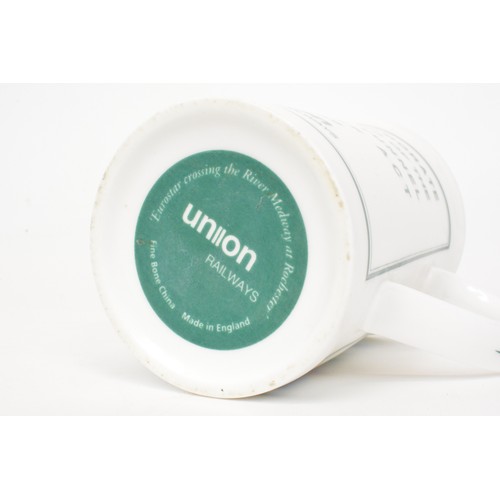 94 - Union Railways mugs x 2, 1 boxed to commerarate the passing of the Channel Tunnel Rail Link Act toge... 