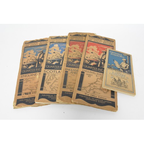 119 - Quantity of vintage canvas ordnance survey maps, ww2, to include one marked general staff headquarte... 