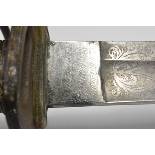 135 - Officer's Sword by J B Johnstone Sackville St London, blade etched with scrolls, bugle horn and 