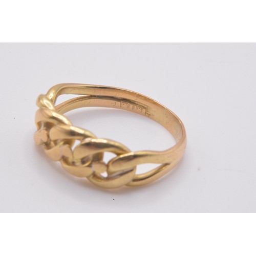 167 - 18ct yellow gold rope/link design ring, approx. size O, approx weight 5g