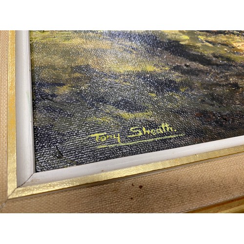 106 - Original oil on canvas in gilt frame, woodland scene, signed lower left by Tony Sheath (b.1947). App... 