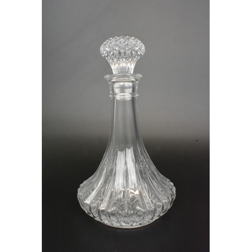 5 - Cut glass decanters together with a pair of champagne glasses