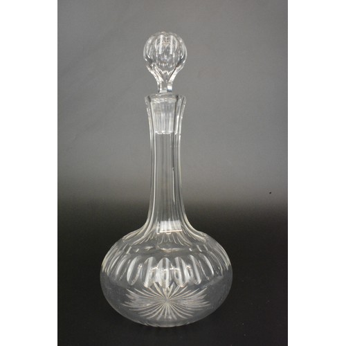 5 - Cut glass decanters together with a pair of champagne glasses