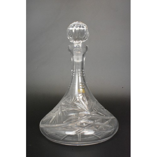 5 - Cut glass decanters together with a pair of champagne glasses