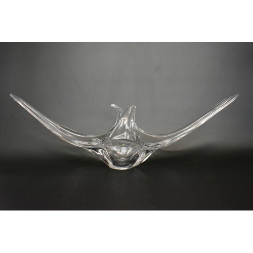 6 - Large sculptural glass centrepieces (x2), measurements approx. 65 cms long x 23 cms deep