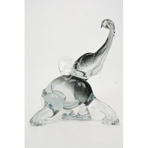 7 - Large Murano glass sculptures, Bird measuring approx. 26cms tall x 27cms long, together with elephan... 