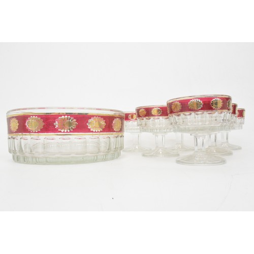 13 - Retro Italian ruby red and gold trifle bowl set