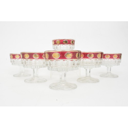 13 - Retro Italian ruby red and gold trifle bowl set