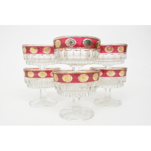 13 - Retro Italian ruby red and gold trifle bowl set