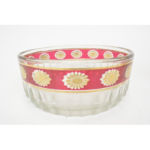 13 - Retro Italian ruby red and gold trifle bowl set