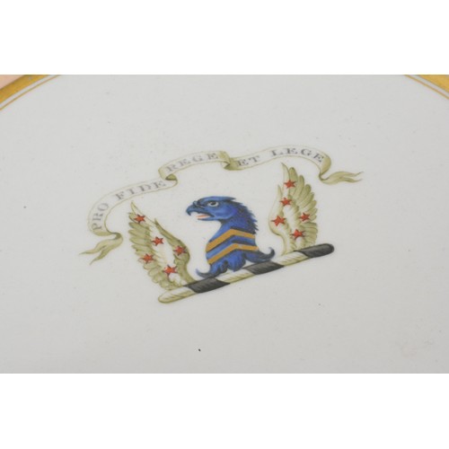 22 - Early 19th Century Flight, Barr and Barr Worcester Armorial dessert dish and a pair of matching plat... 