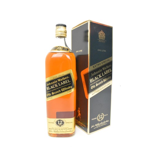 30 - 1L bottle of Johnnie Walker Black Label Old Scotch Whisky aged 12 years together with 1L bottle of L... 