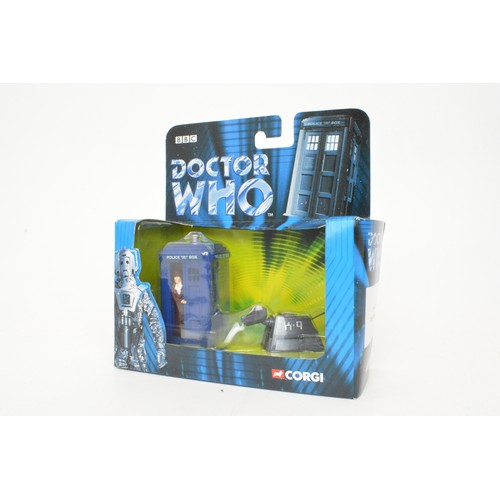 62 - Corgi Doctor Who, model numbers TY96102, TY96101, TY96204, TY96205, all with boxes.