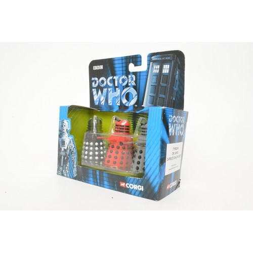 62 - Corgi Doctor Who, model numbers TY96102, TY96101, TY96204, TY96205, all with boxes.