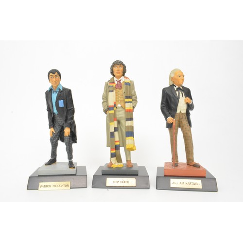 65 - Doctor Who figures - Tom Baker, Patrick Troughton and William Hartnell, with boxes. Approx Height, 2... 