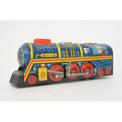 70 - vintage 1960's Metal wind-up 'super locomotive' train - Yone, Japan no.2188, tinplate wind-up Tram w... 