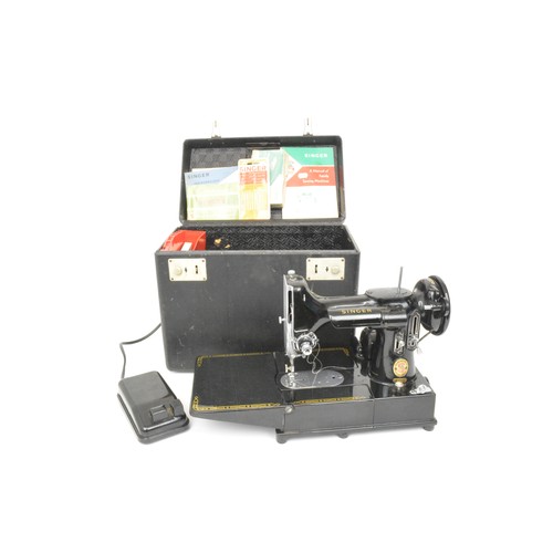 159 - Singer Featherweight model 22k, in original case, with key, instructions and accessories, in working...