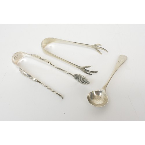 229 - Group of silver items, all fully hallmarked, to include pair of sugar tongs (hallmarked Chester), pa... 