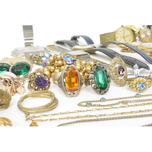 233 - Costume jewellery bundle to include watches, rings, bracelets, necklaces, medallions etc,