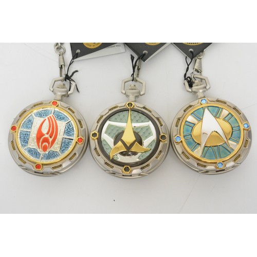 238 - Star Trek collector's edition pocket watches made by the Franklin Mint, boxed. x3 items of different... 