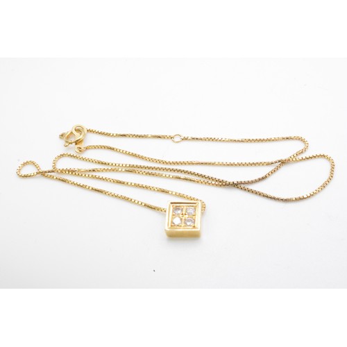 246 - Yellow gold and diamond pendant stamped 0.16 with chain stamped K18, gross weight 3.4g, together wit... 