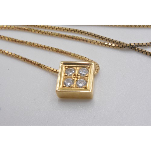 246 - Yellow gold and diamond pendant stamped 0.16 with chain stamped K18, gross weight 3.4g, together wit... 