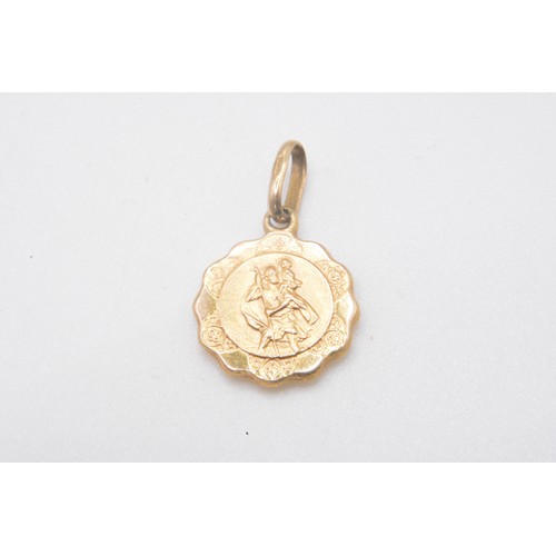 247 - 9ct yellow gold St Christopher pendant together with three pairs of 9ct yellow gold earrings, weight... 