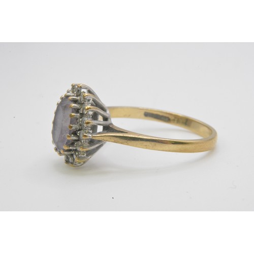 250 - 18ct yellow gold/platinum diamond ring, size J 2.23g. together with 9ct gold cluster ring with centr... 