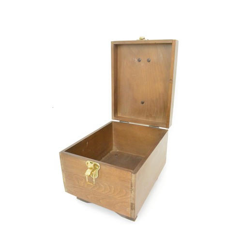 121 - Vintage wooden shoe shine box with footrest attachment and contents 'Jones The Bootmaker'