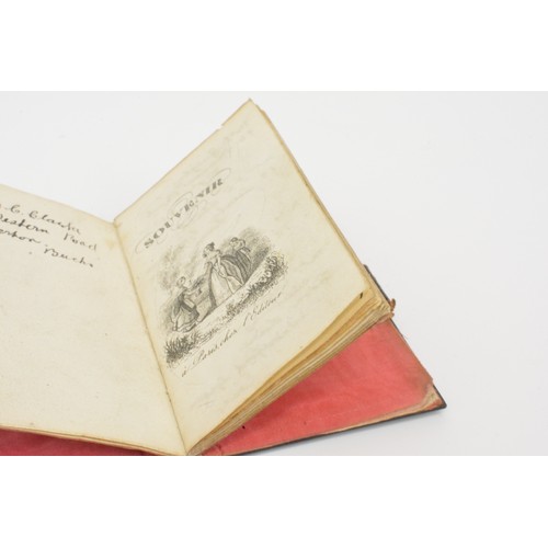 122 - Victorian French grand tour aid, memoire book with miniature hand coloured walking in landscape pane... 