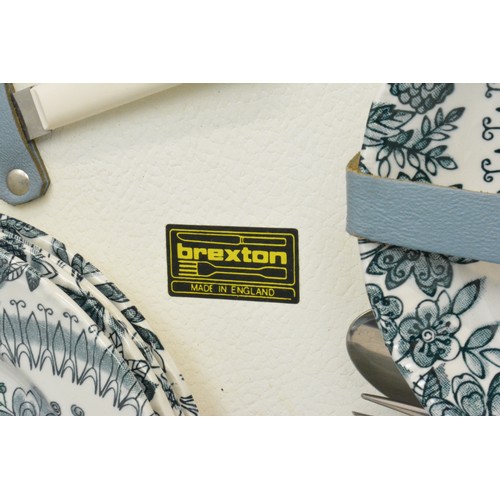 126 - A Blue Brexton Picnic Hamper for four, original and complete with all the china and cutlery includin... 