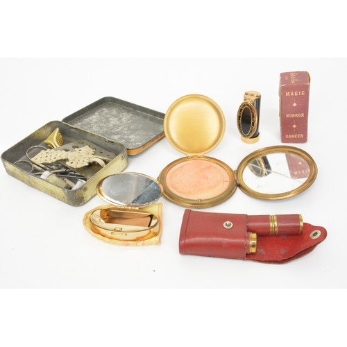 133 - selection of vintage fashion accessories including bags, handkerchiefs, fans, lipstick holders, vint... 