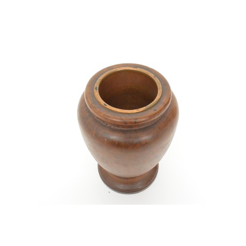 136 - Vintage Californian redwood vase with copper liner, approx H19cm
