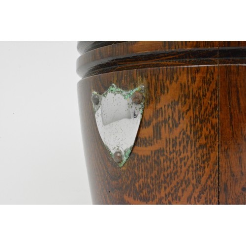 148 - Vintage oak barrel/ice bucket with removable ceramic insert - height approx 17 cms not including han... 