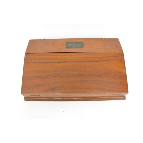 156 - Vintage wooden writing box containing inkwells